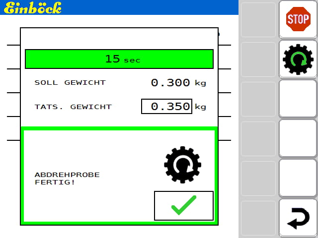 ISOBUS-Ansicht der Einböck P-BOX-ISO - abdrehprobe fertig.