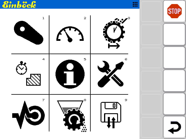 Einböck P-BOX-ISO – Startbildschirm und Systemstatus